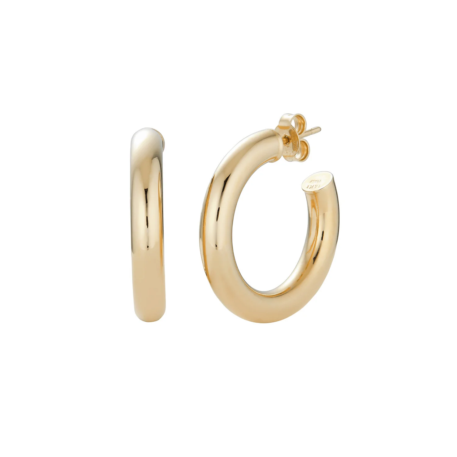 14K Chunky Hoop Earrings- Medium