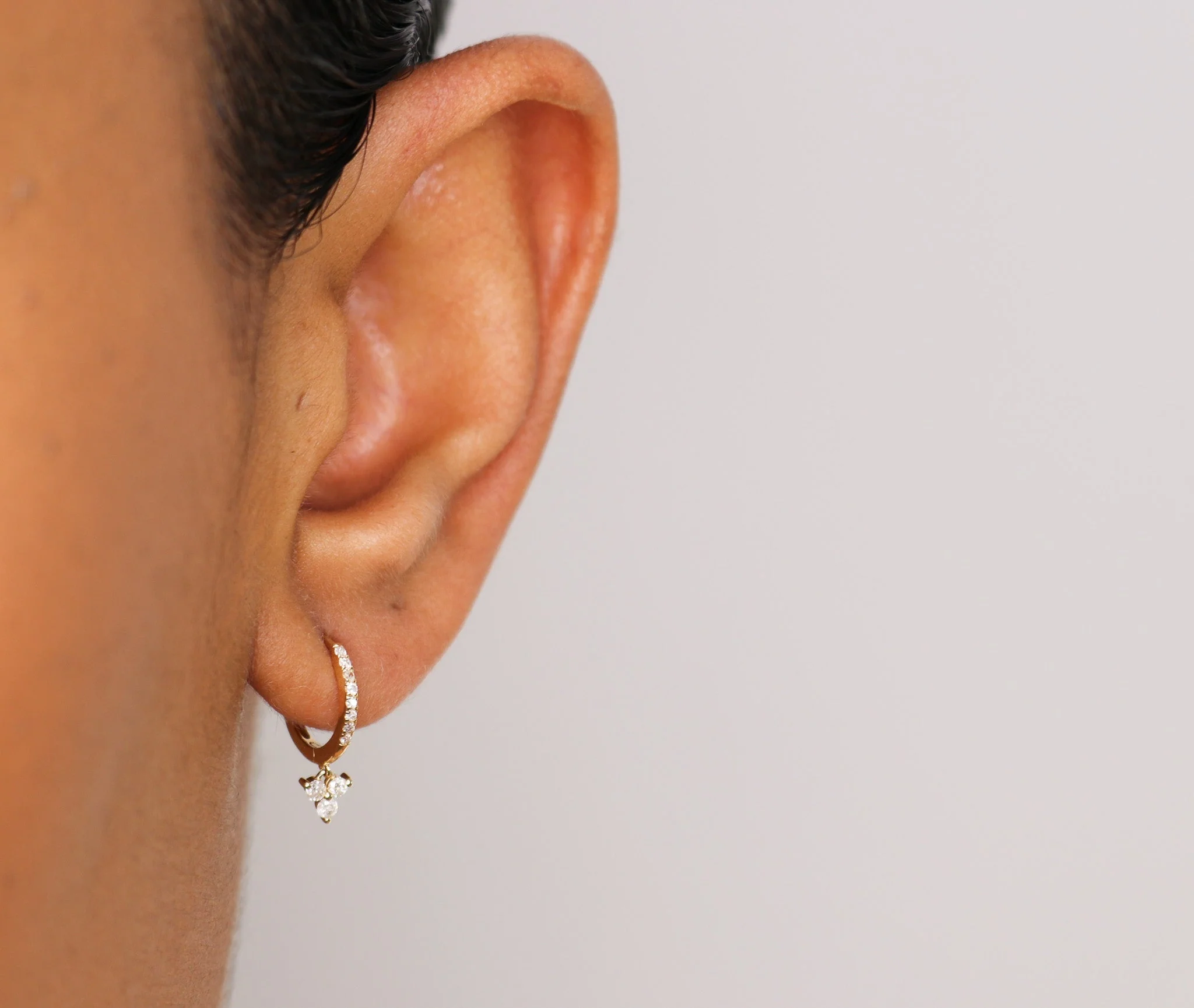 14K Diamond Dangle Huggies - Image 2