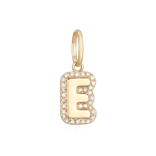 14K Diamond Bubble Initial Letter Charm - Image 3