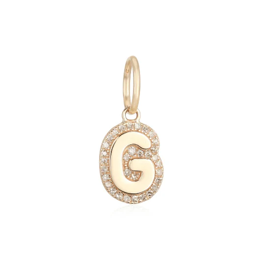 14K Diamond Bubble Initial Letter Charm - Image 4