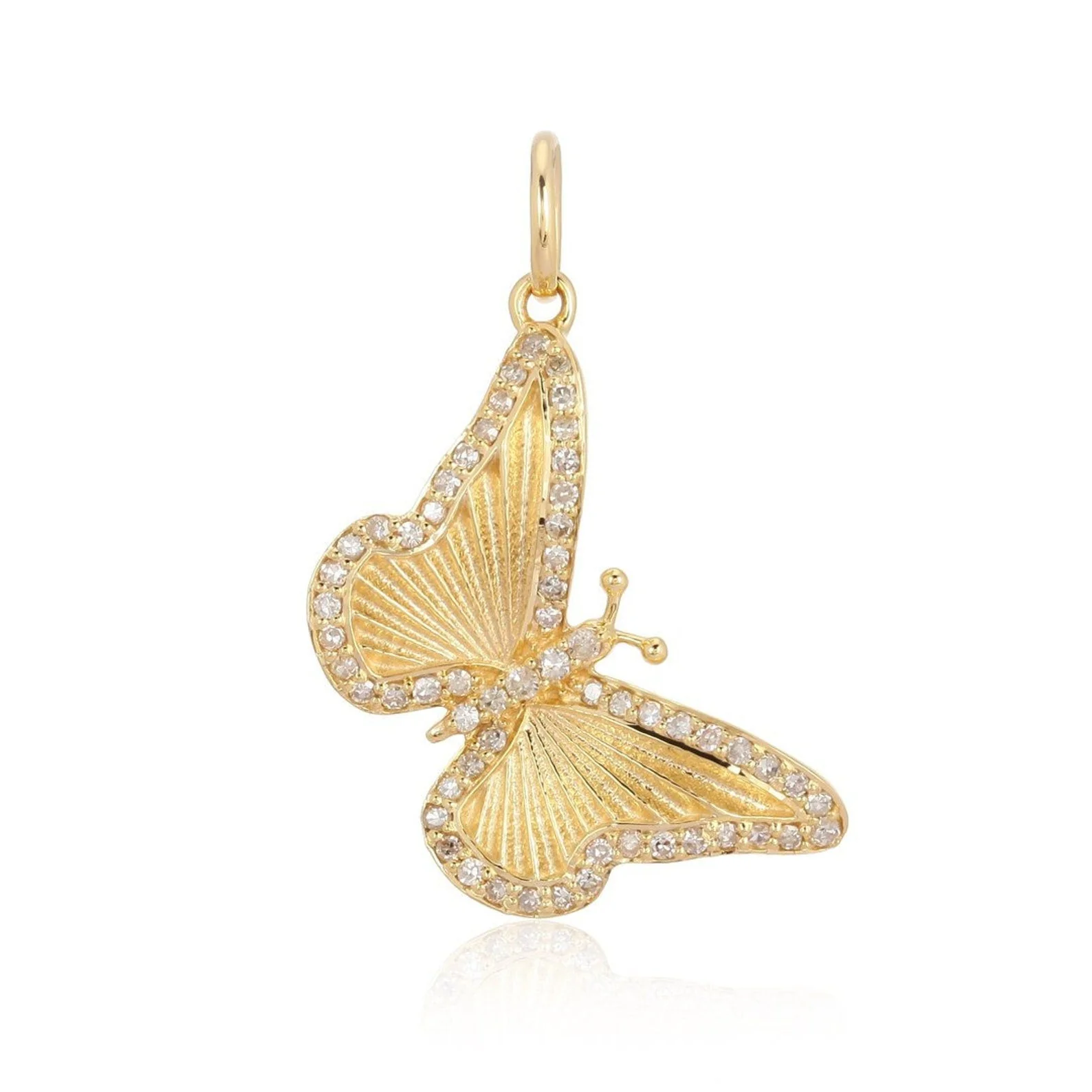 14K Diamond Butterfly Charm
