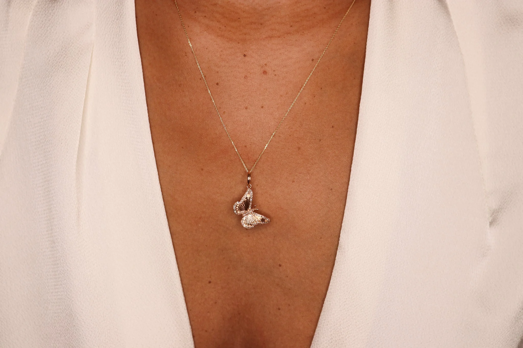 14K Diamond Butterfly Charm - Image 2