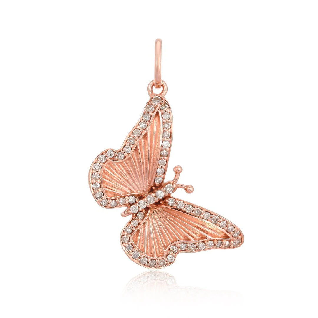 14K Diamond Butterfly Charm - Image 3