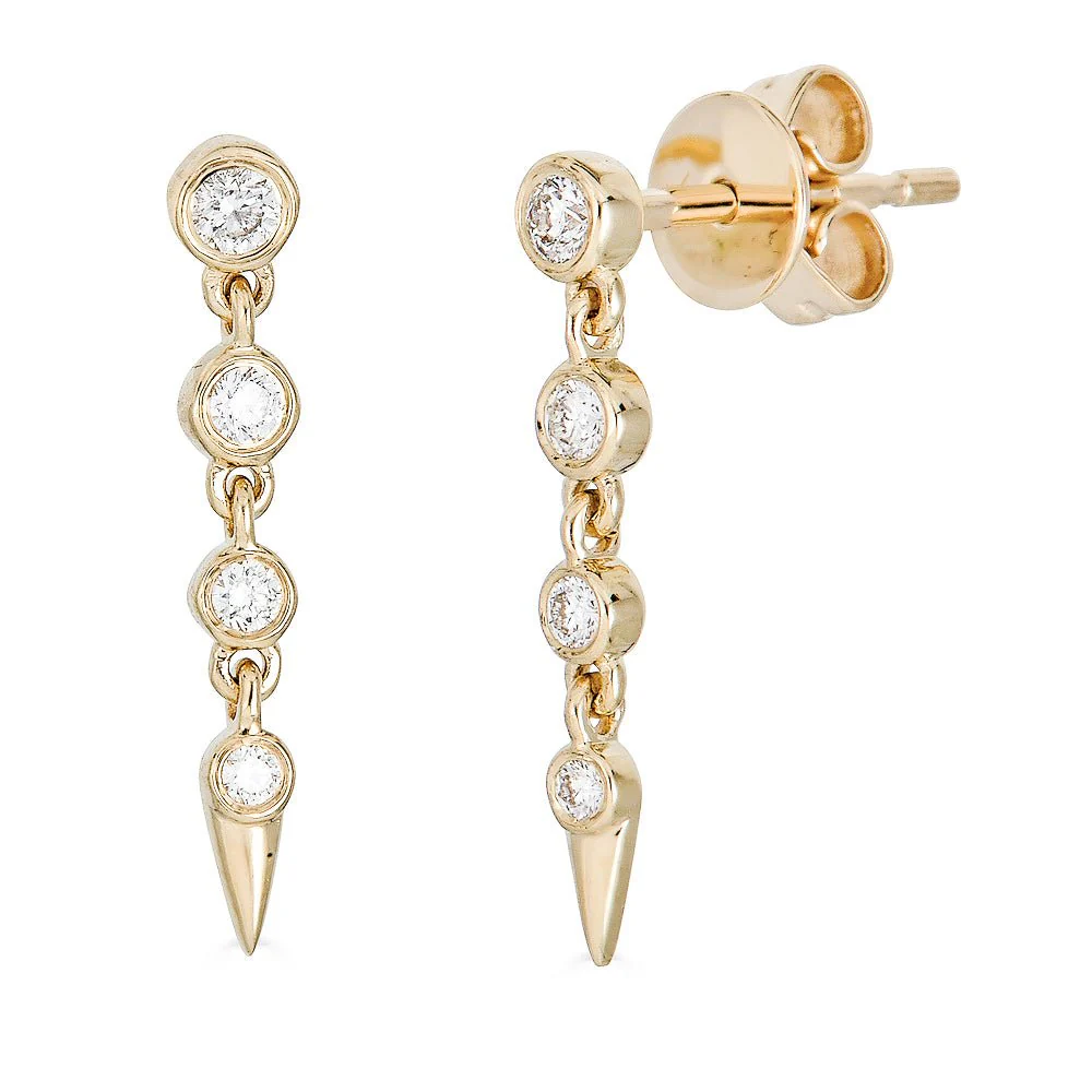 14K Diamond Dangle Spike Studs