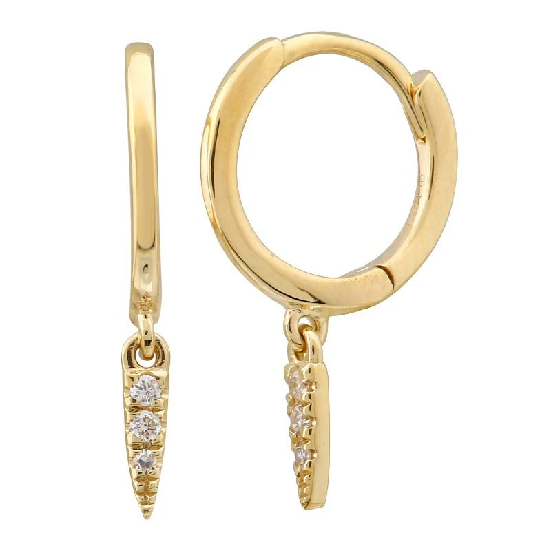 14K Diamond Dangle Spike Huggies