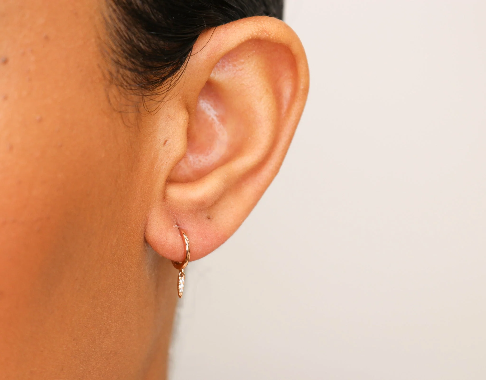 14K Diamond Dangle Spike Huggies - Image 2