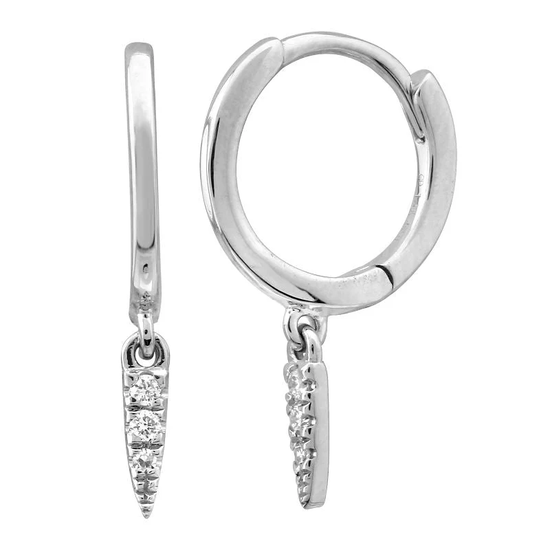 14K Diamond Dangle Spike Huggies - Image 3