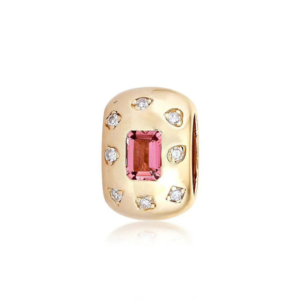 14K Diamond Emerald Spacer Bead - Image 3