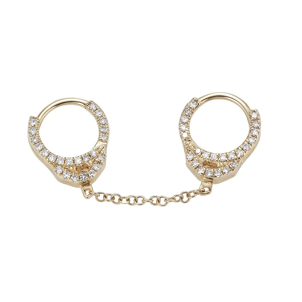 14K Diamond Hand Cuff Earrings- Small