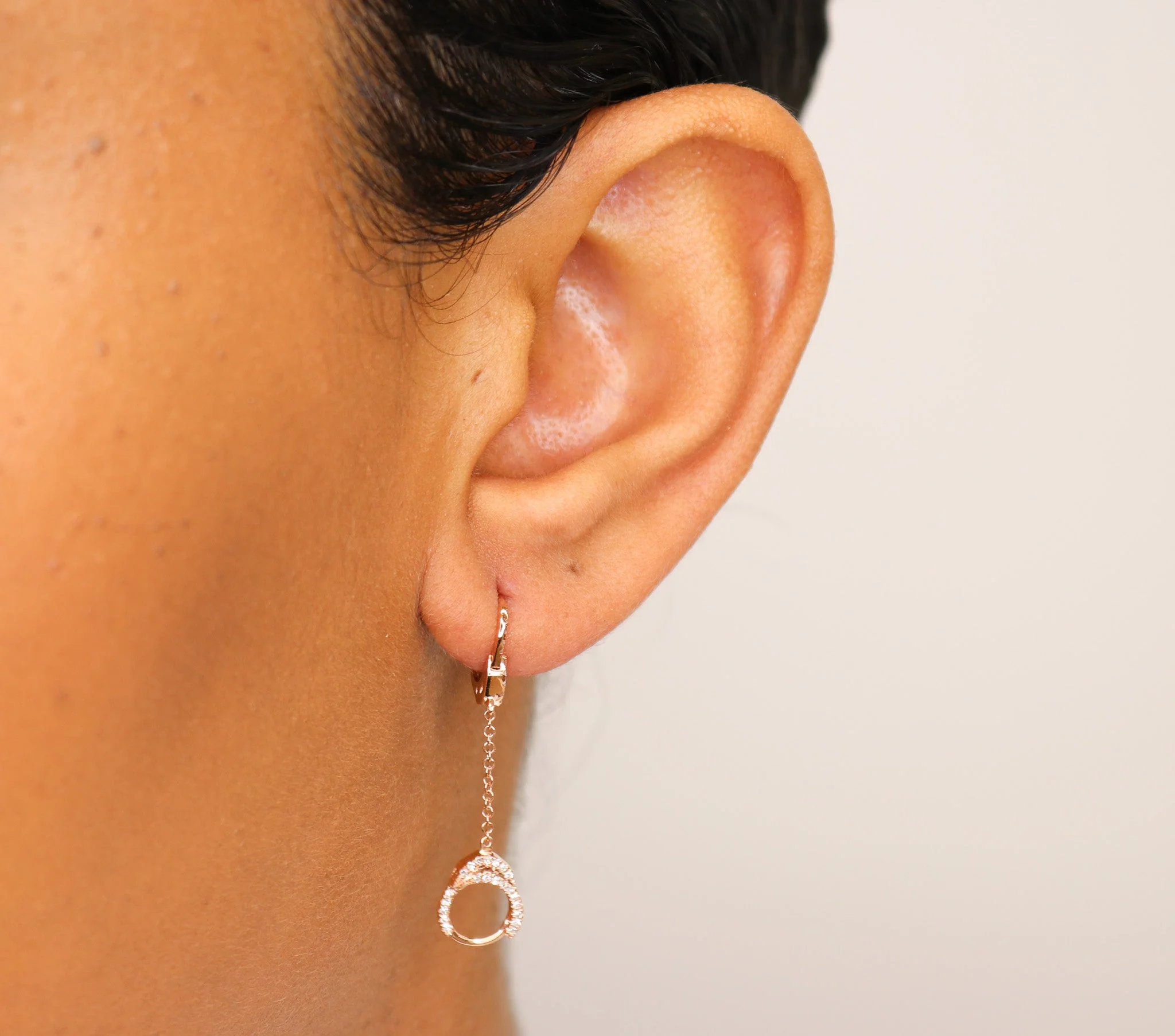 14K Diamond Hand Cuff Earrings- Small - Image 2
