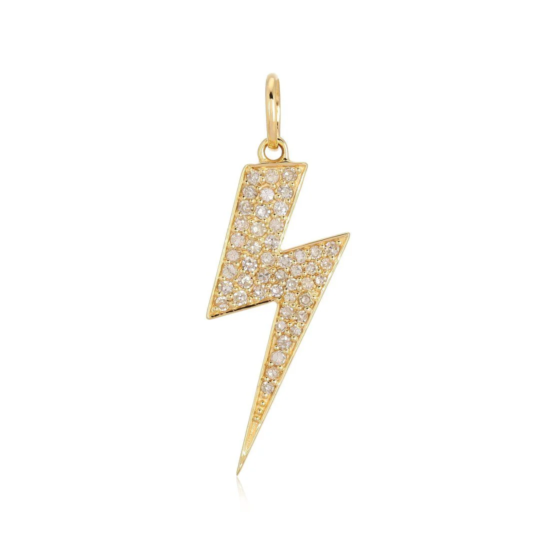 14K Diamond Lightning Bolt Charm