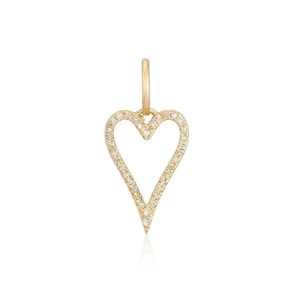 14K Diamond Open Heart Charm