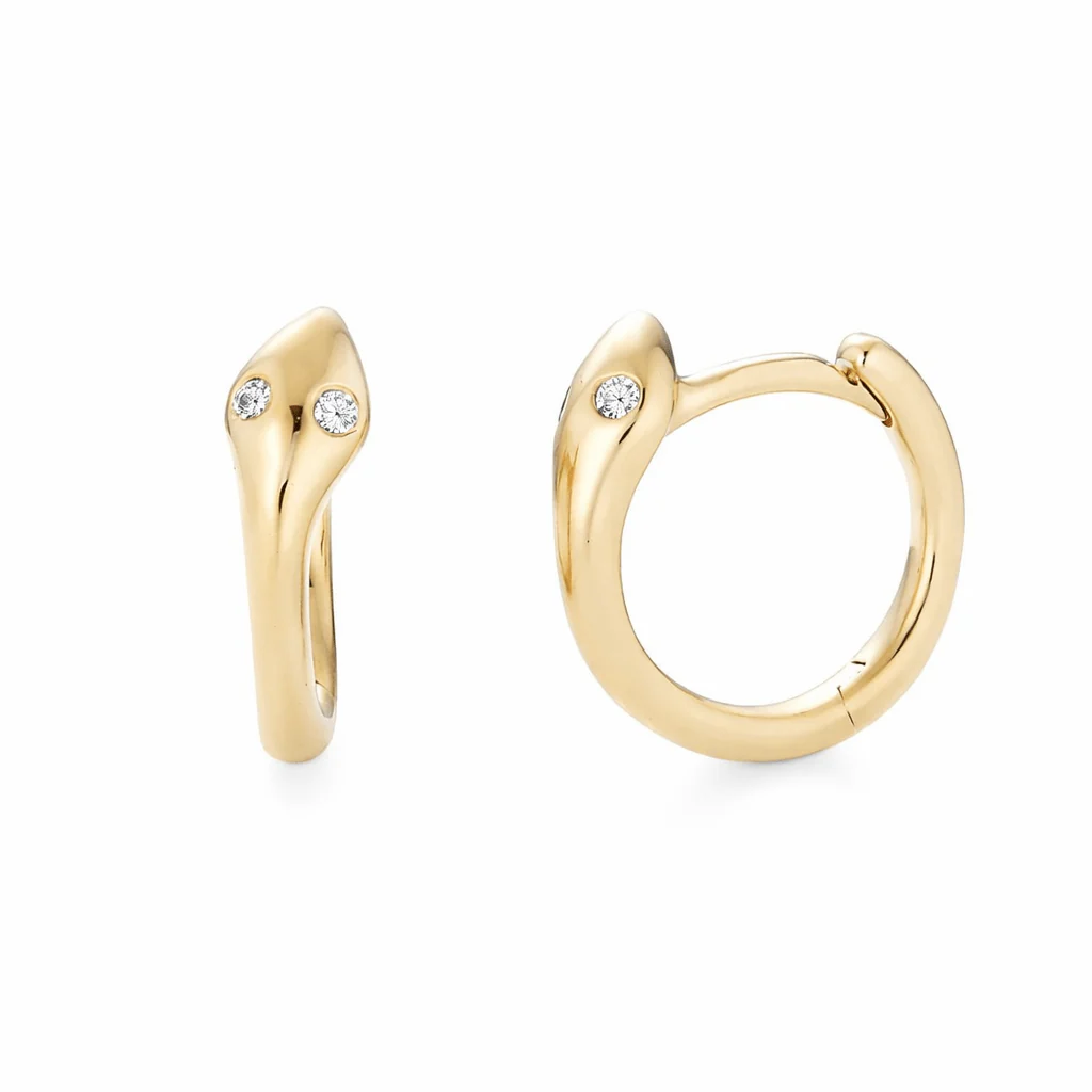 14K Diamond Snake Earrings