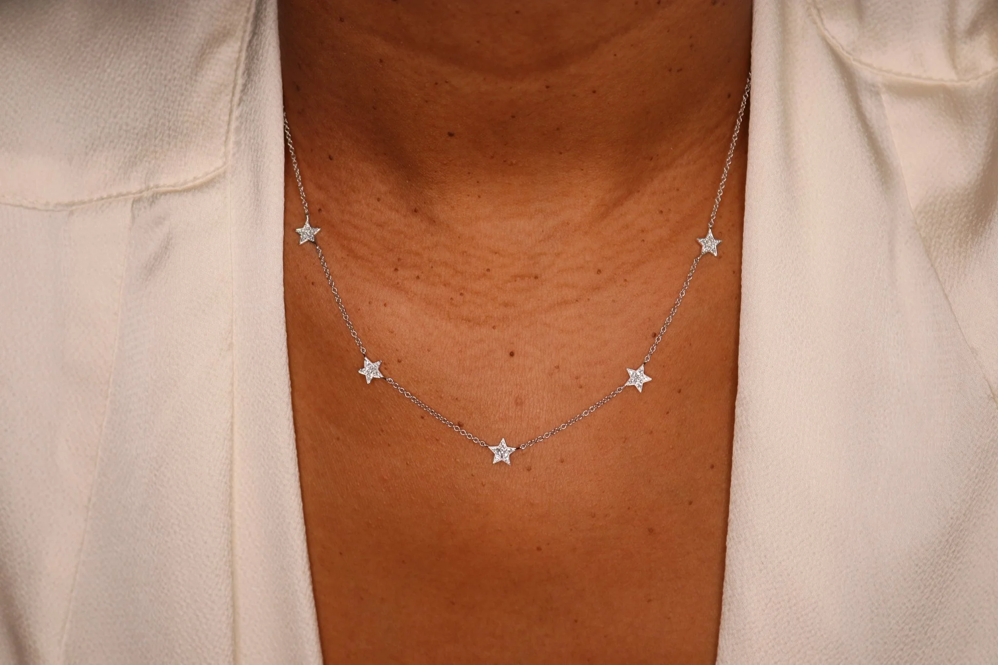 14K Diamond Star Station Necklace - Image 2
