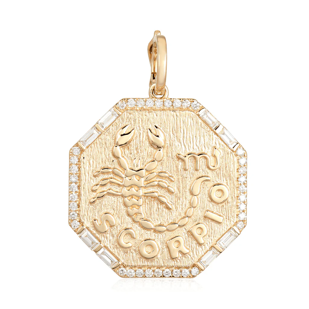 14K Octagon Diamond Zodiac Charm - Image 10