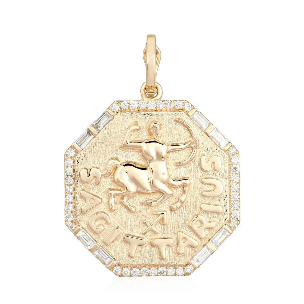 14K Octagon Diamond Zodiac Charm - Image 12