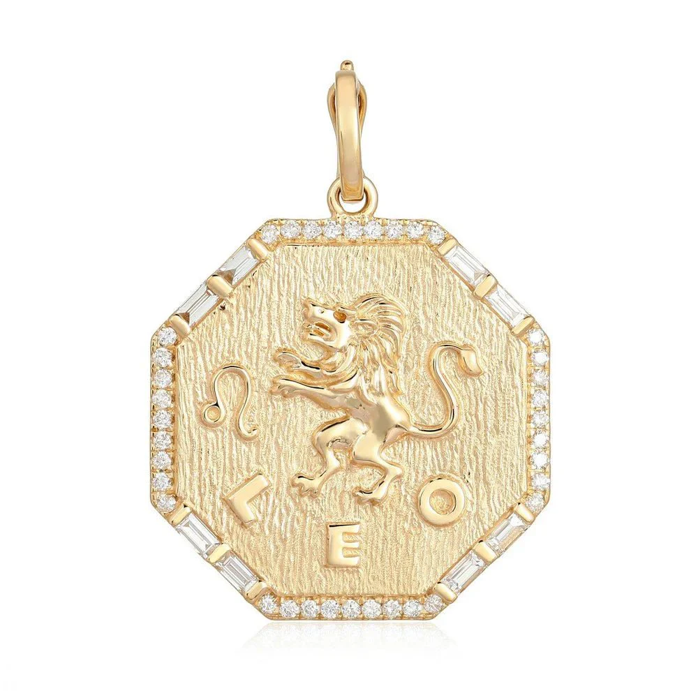 14K Octagon Diamond Zodiac Charm - Image 13