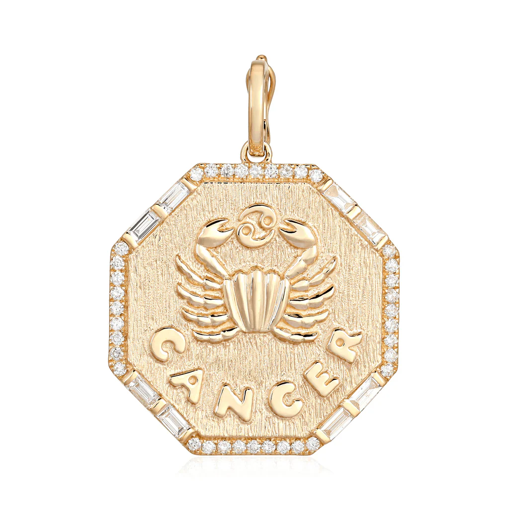 14K Octagon Diamond Zodiac Charm - Image 4