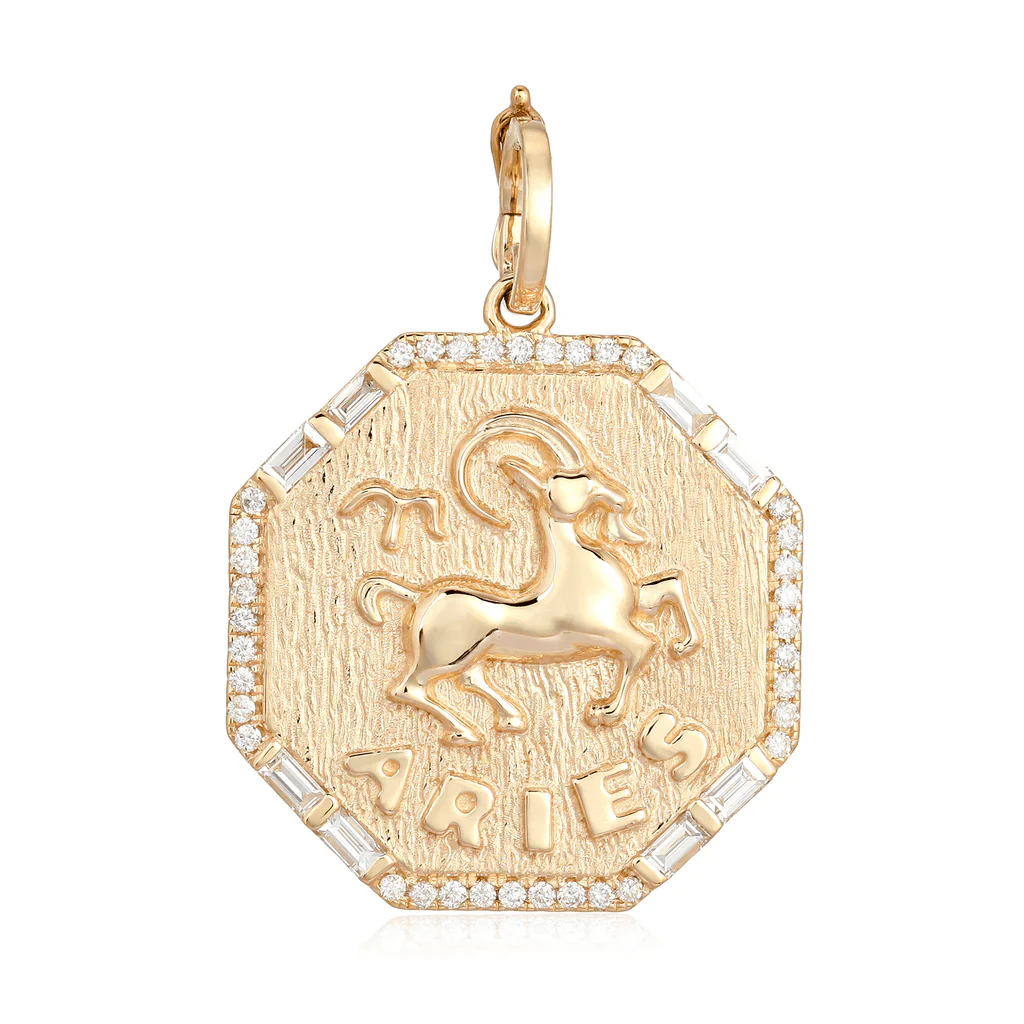 14K Octagon Diamond Zodiac Charm - Image 5