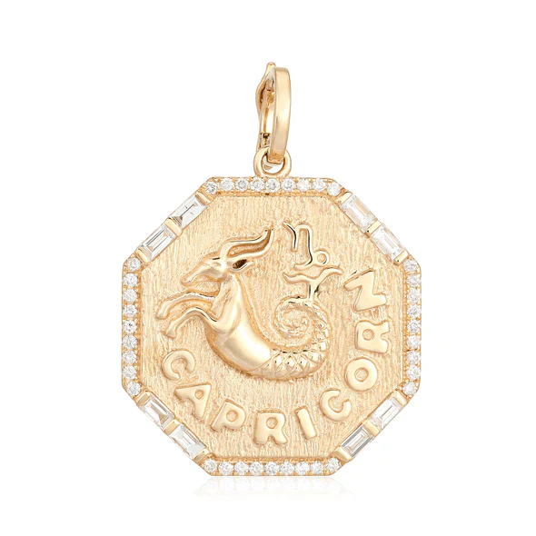 14K Octagon Diamond Zodiac Charm - Image 6