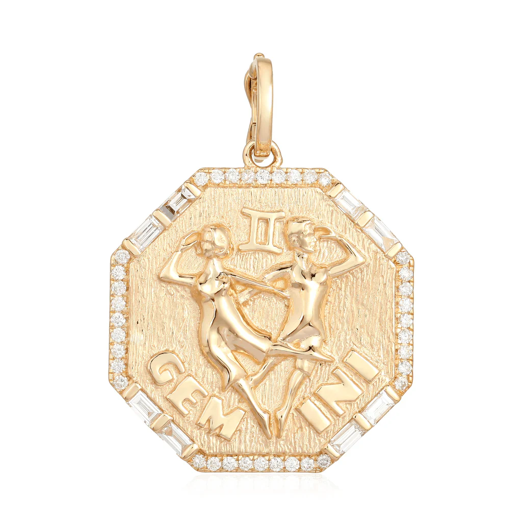 14K Octagon Diamond Zodiac Charm - Image 7
