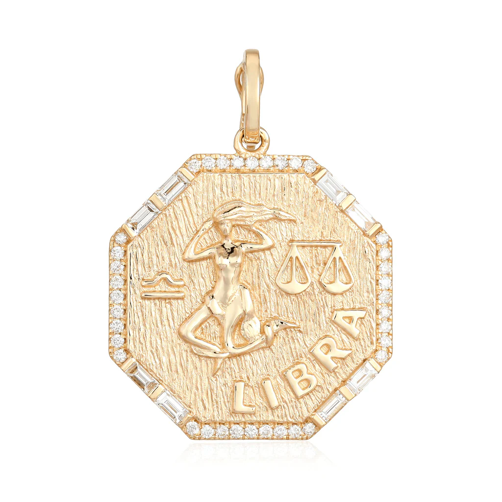 14K Octagon Diamond Zodiac Charm - Image 8