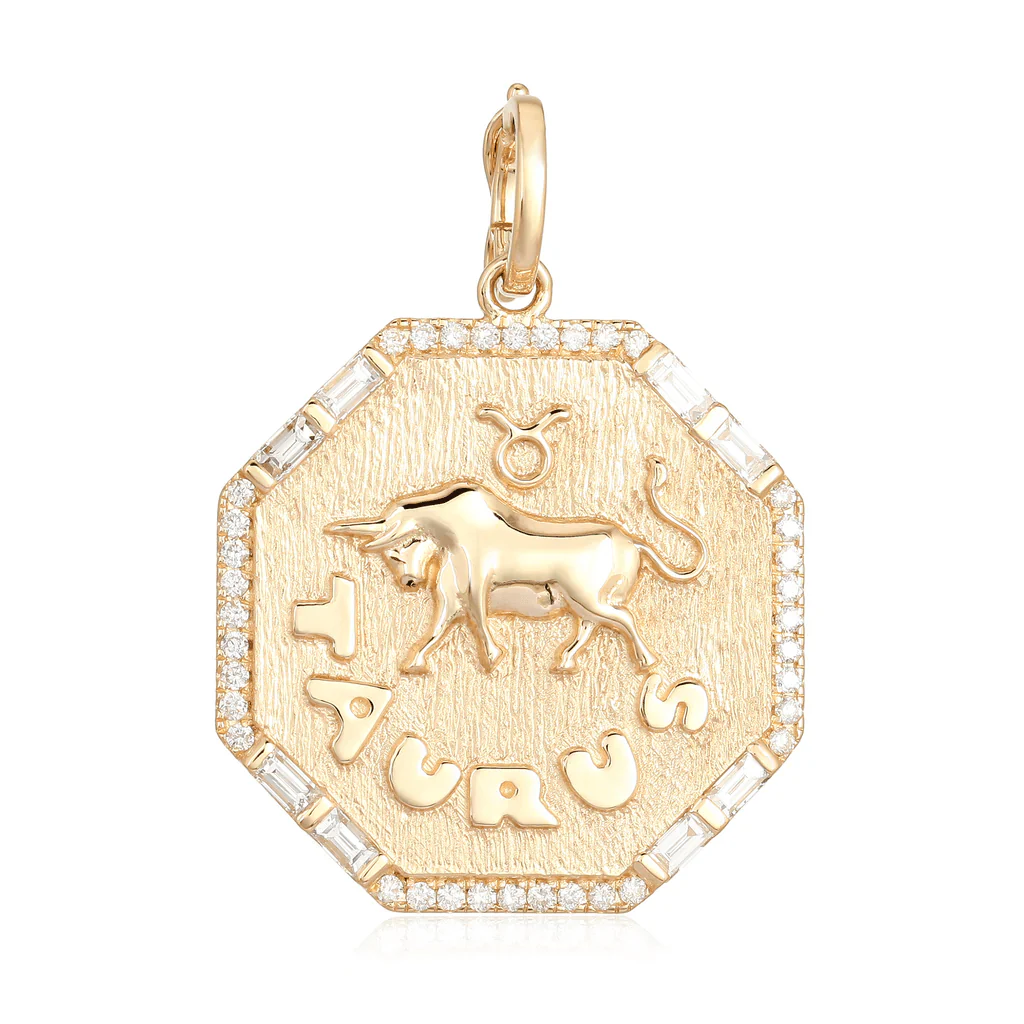14K Octagon Diamond Zodiac Charm - Image 9