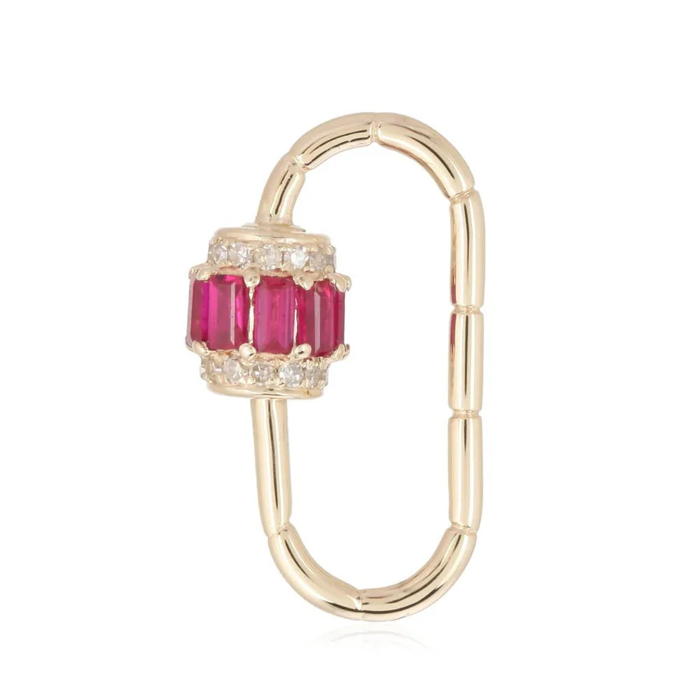 14K Emerald Diamond Lock - Image 3