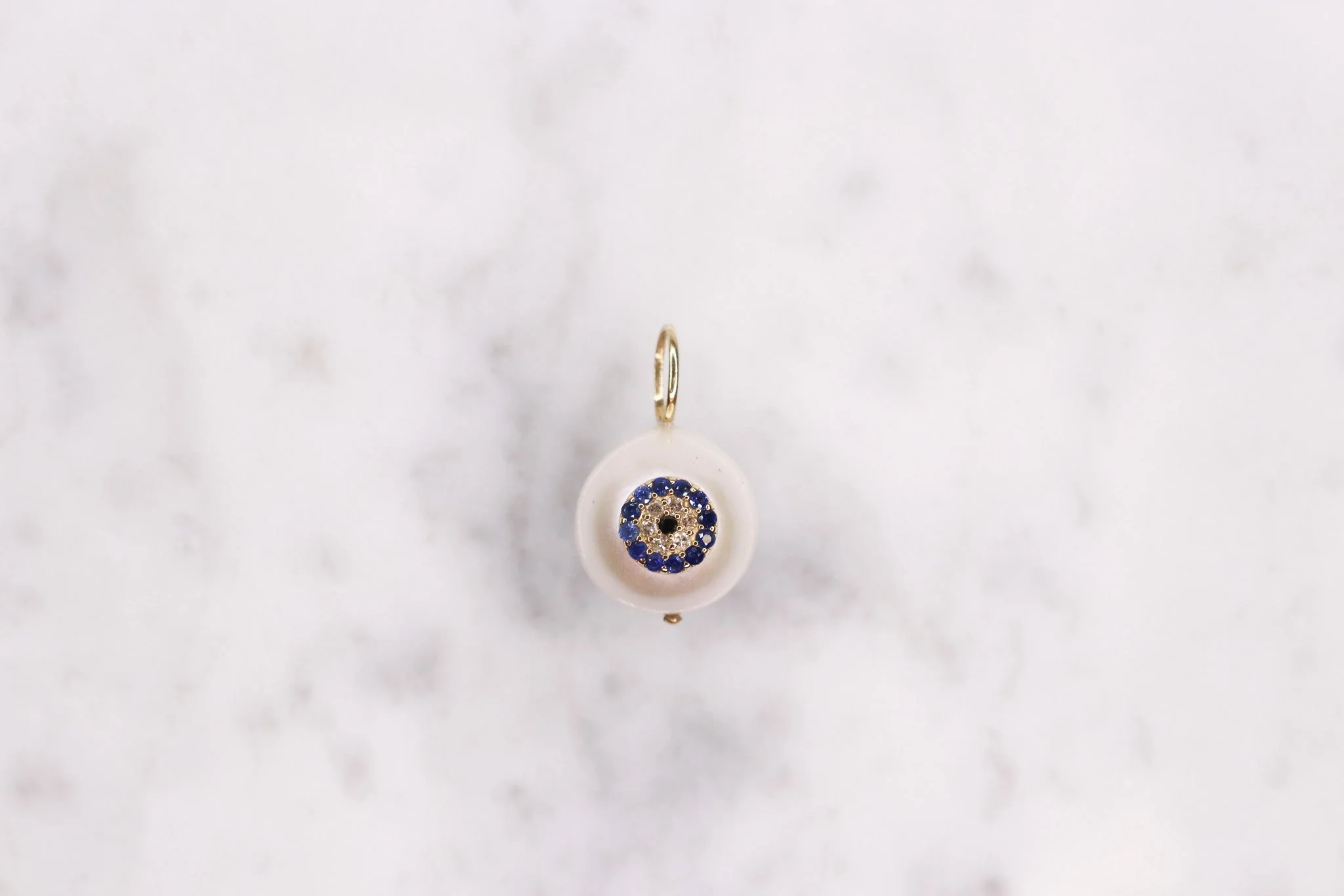 14K Evil Eye Pearl Charm - Image 2