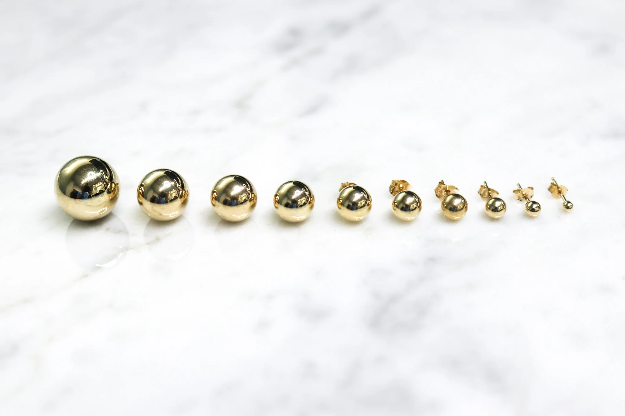 14K Gold Ball Studs