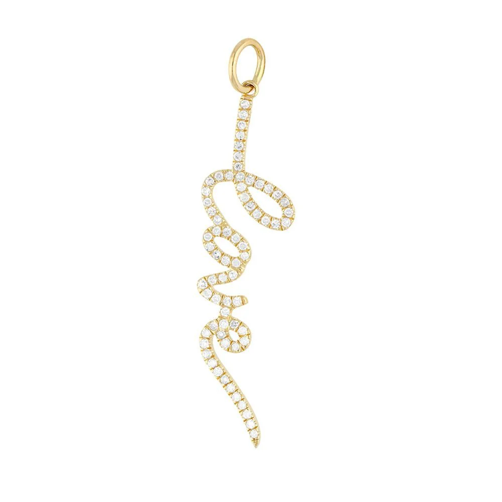 14K Diamond Script Love Charm