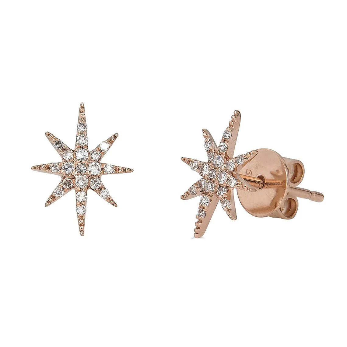 14K Starburst Diamond Studs
