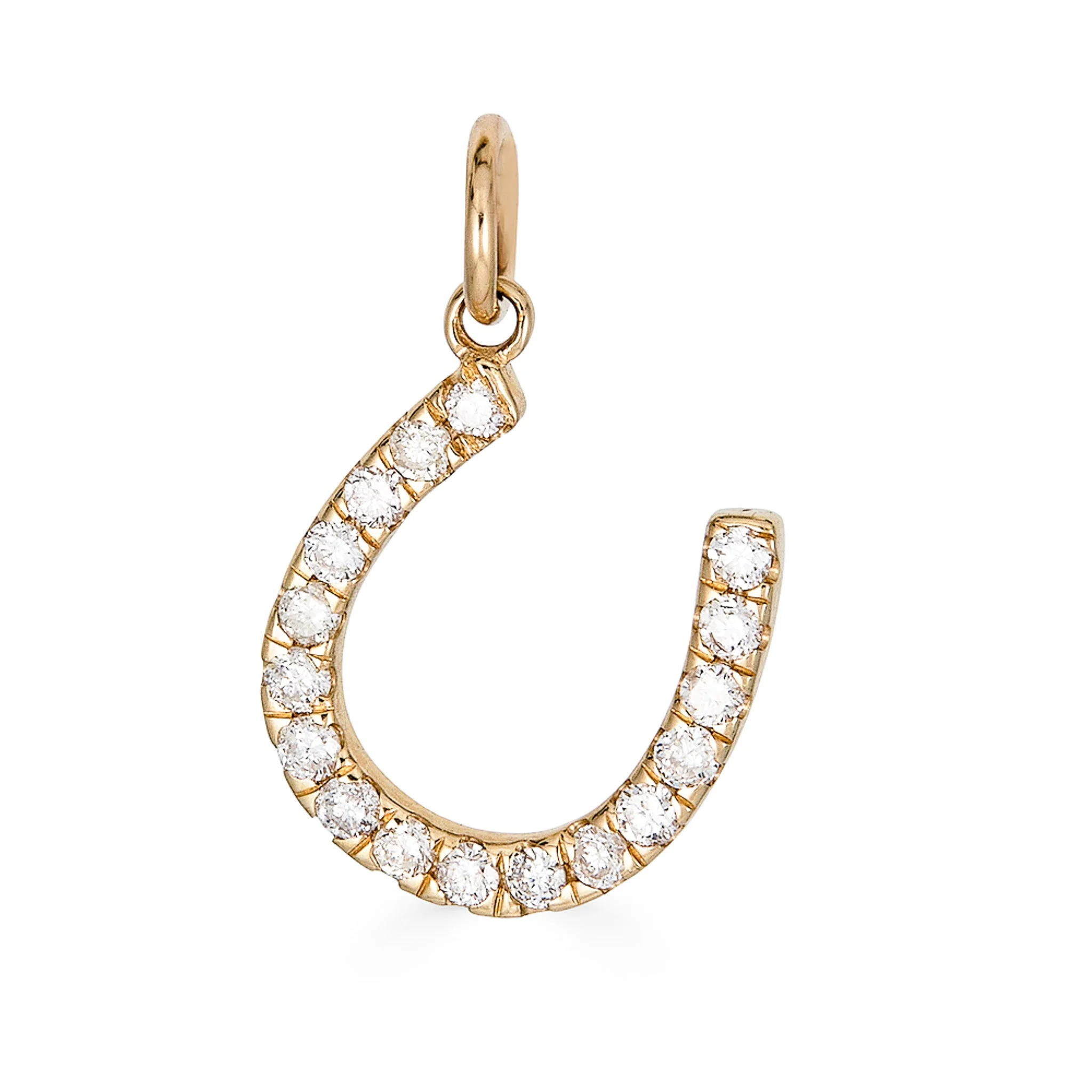 14K Diamond Horseshoe Charm