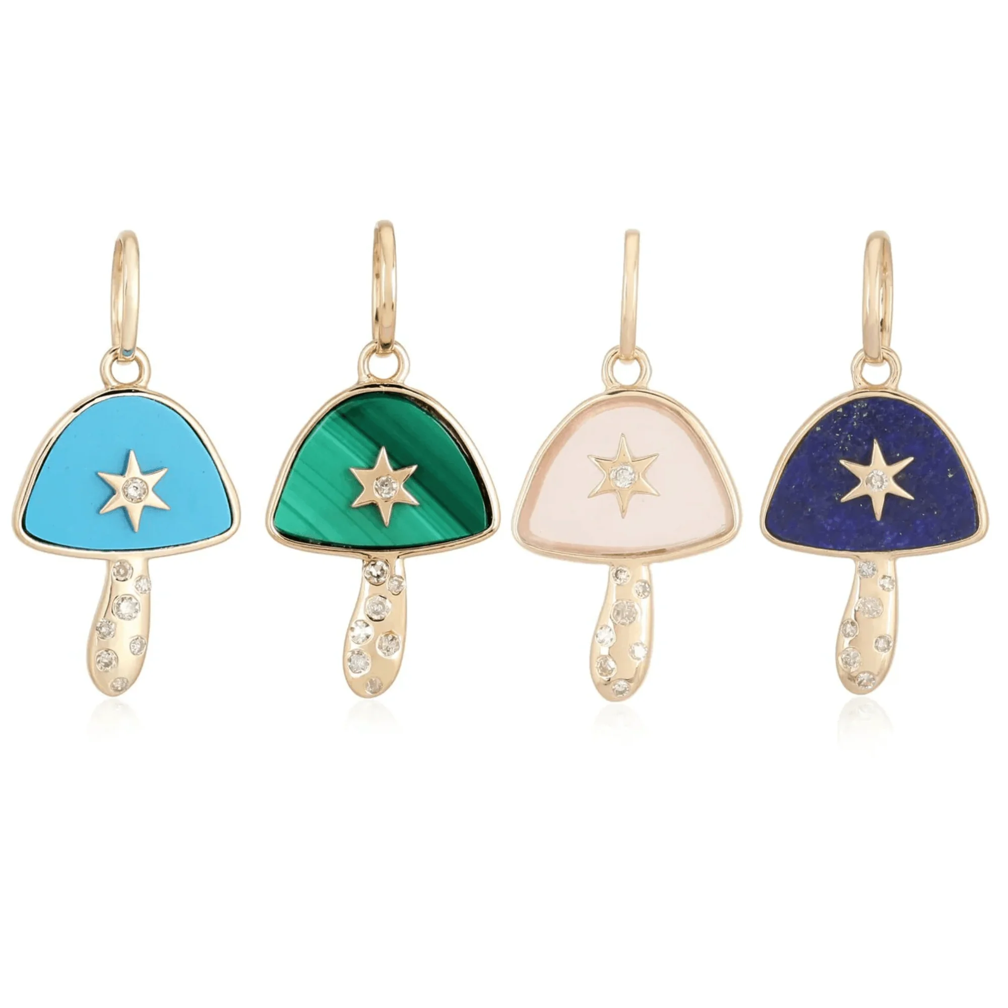 14K Malachite Mushroom Charm