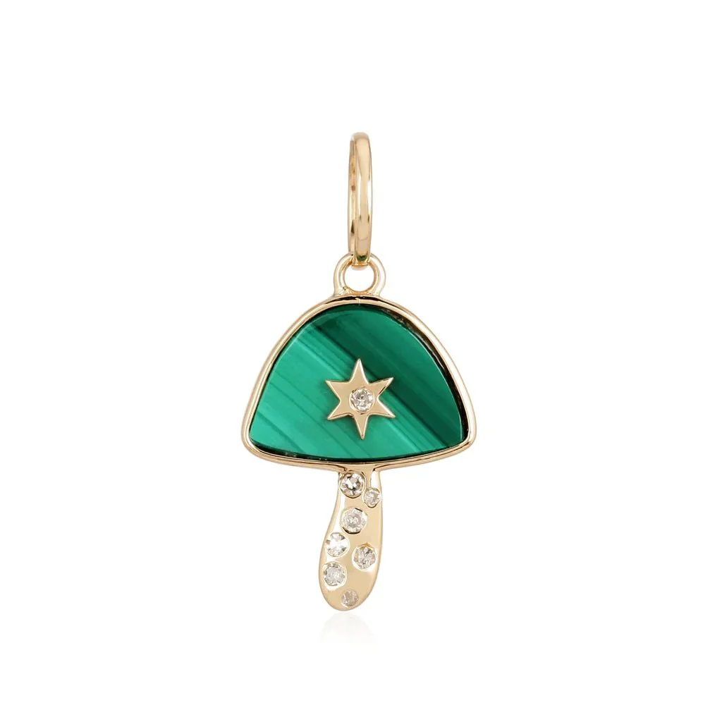14K Malachite Mushroom Charm - Image 2