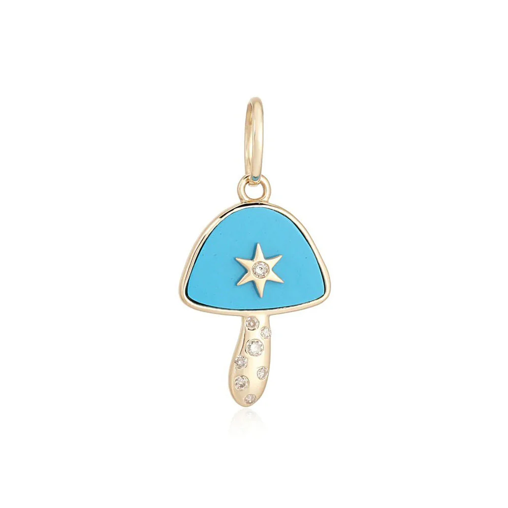 14K Malachite Mushroom Charm - Image 3