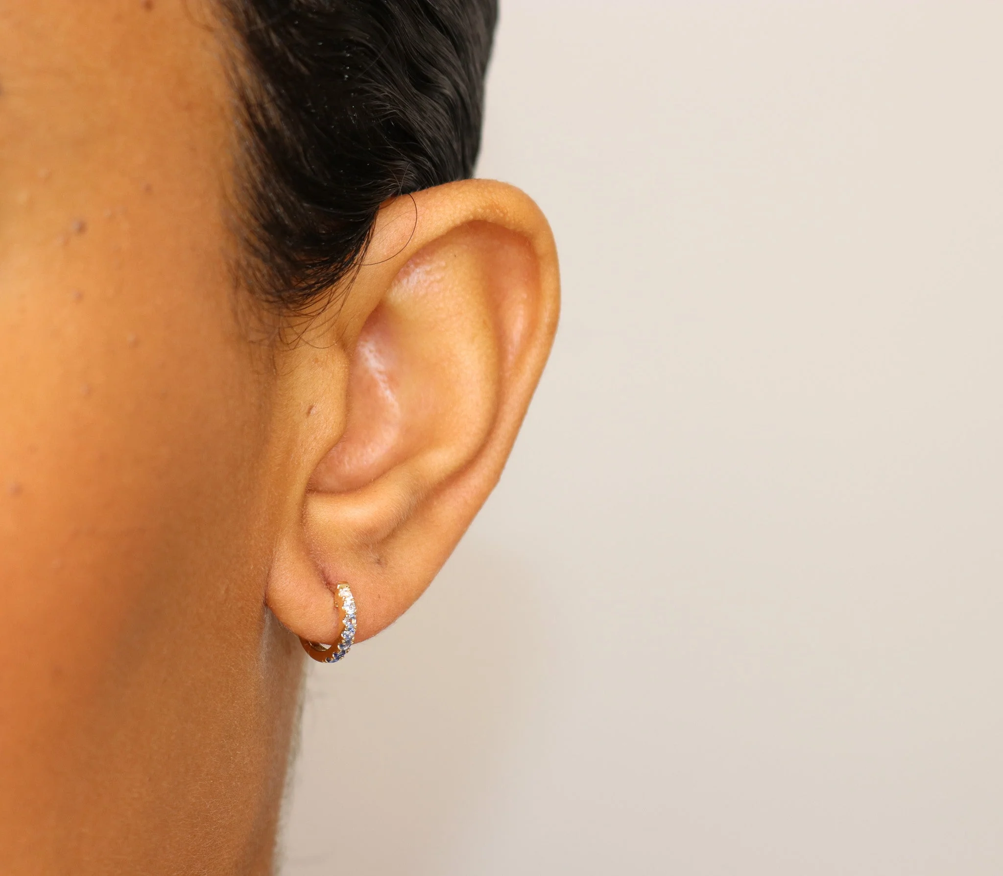 14K Pink Sapphire Ombre Huggies - Image 4
