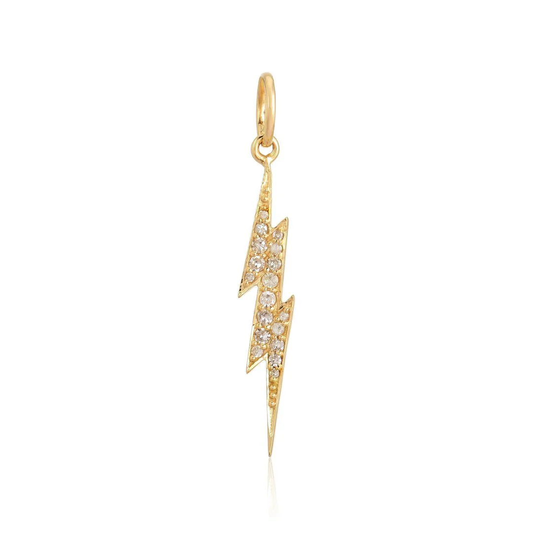14K Diamond Lightning Bolt Charm