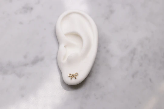 14K Gold Bow Stud Earrings - Image 5