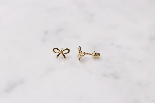 14K Gold Bow Stud Earrings - Image 6