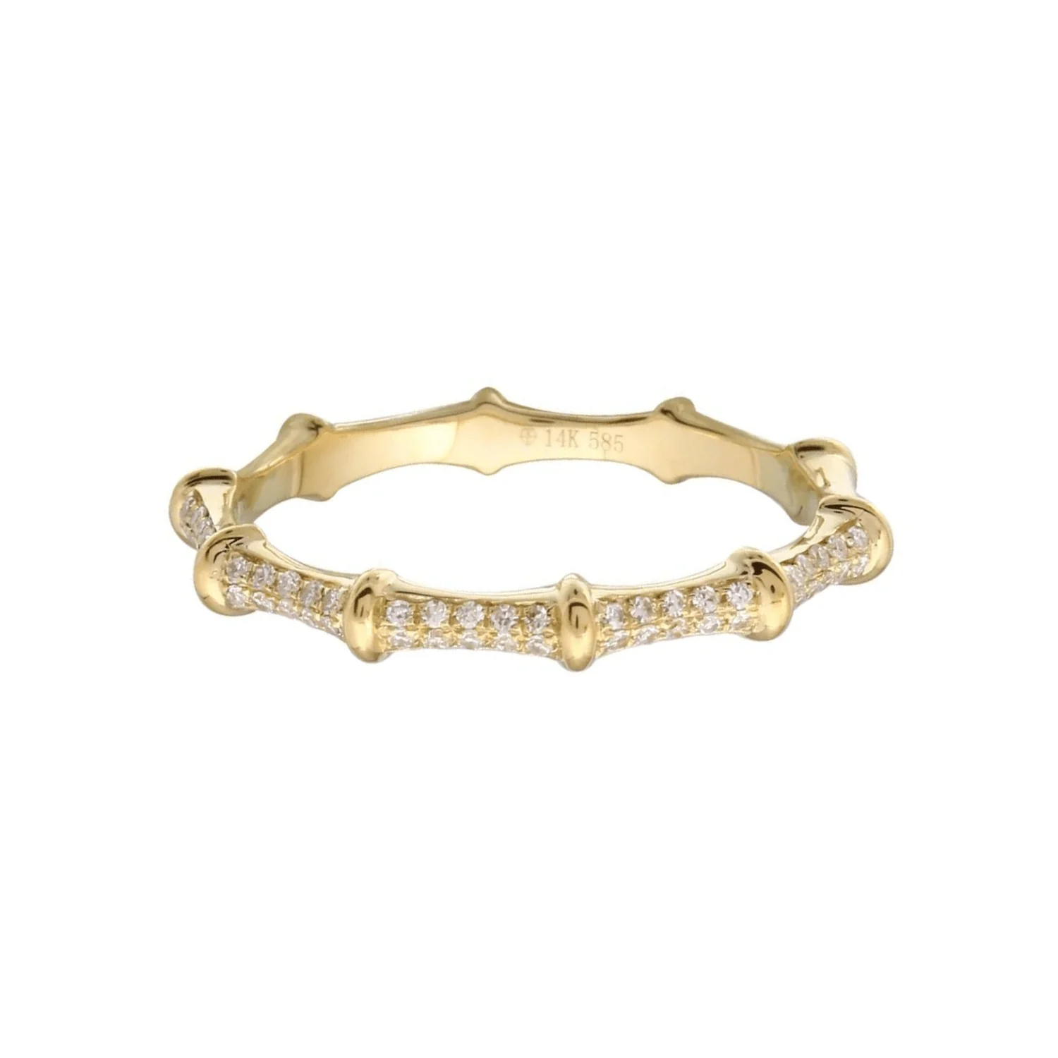14K Yellow Gold Bamboo Diamond Ring